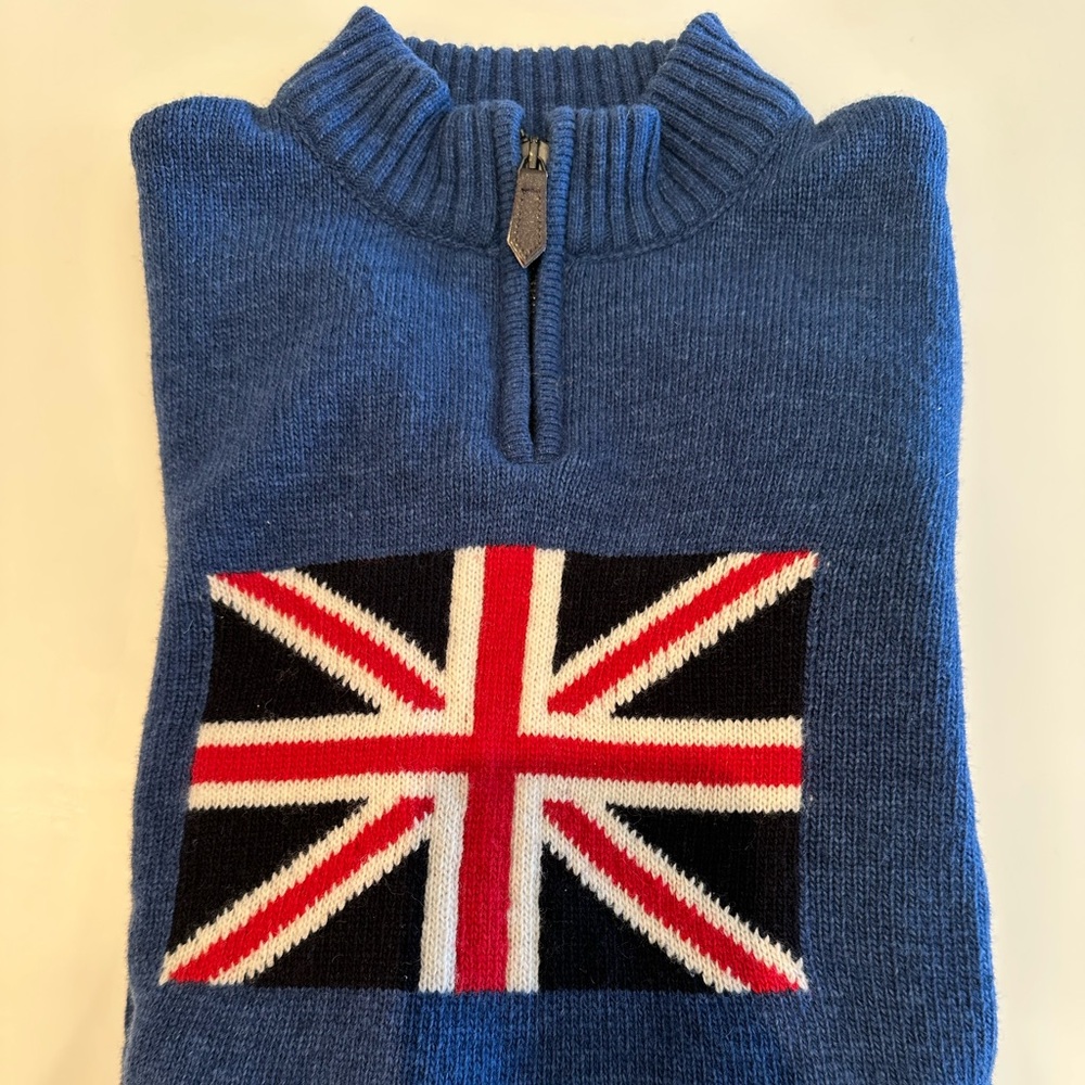 Trotters London George Half Zip Union Jack Wool Sweater